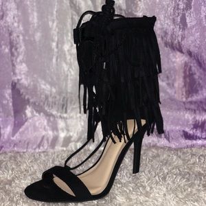 Strappy Fringed Heels